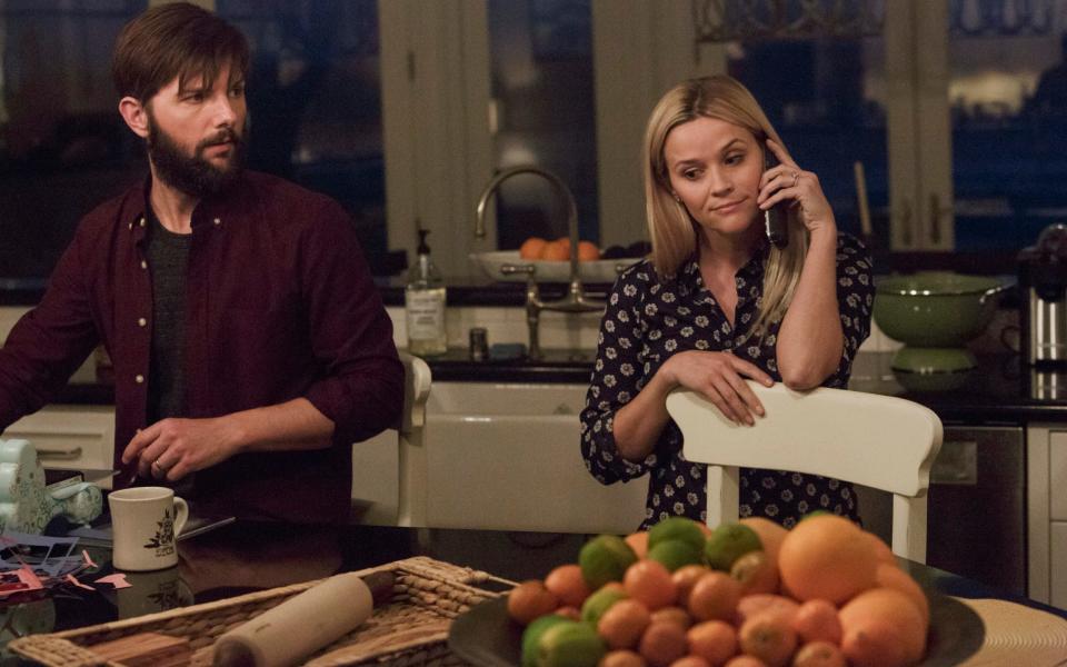 Reese Witherspoon with co-star Adam Scott in HBO drama series Big Little Lies - HBO