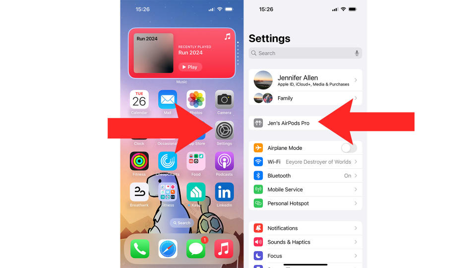 Steps for finding AirPod settings on iOS