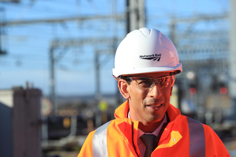 Chancellor Rishi Sunak during a visit to Leeds Station to highlight the record infrastructure spend after yesterday's budget. (Photo by Danny Lawson/PA Images via Getty Images)