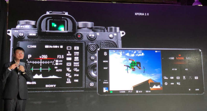 Xperia 1 II 內建「Photo Pro」拍攝介面，近似 Sonyα9 單眼相機的介面。（圖／戴嘉芬攝）