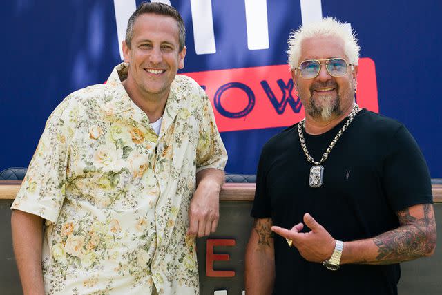 <p>Courtesy of Food Network</p> Noah Cappe and Guy Fieri