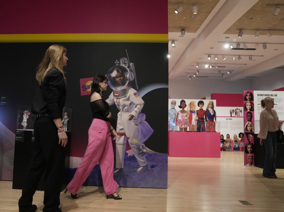 The Phoenix Art Museum unveils the "Barbie: A Cultural Icon" exhibit in Phoenix on Feb. 14, 2024.
