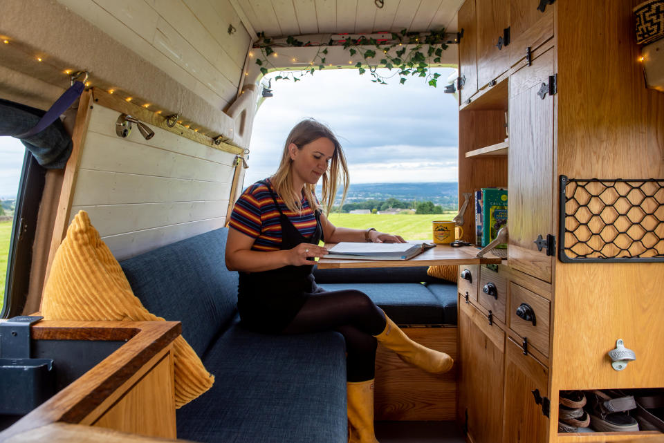 Kate Kennedy in her campervan.
