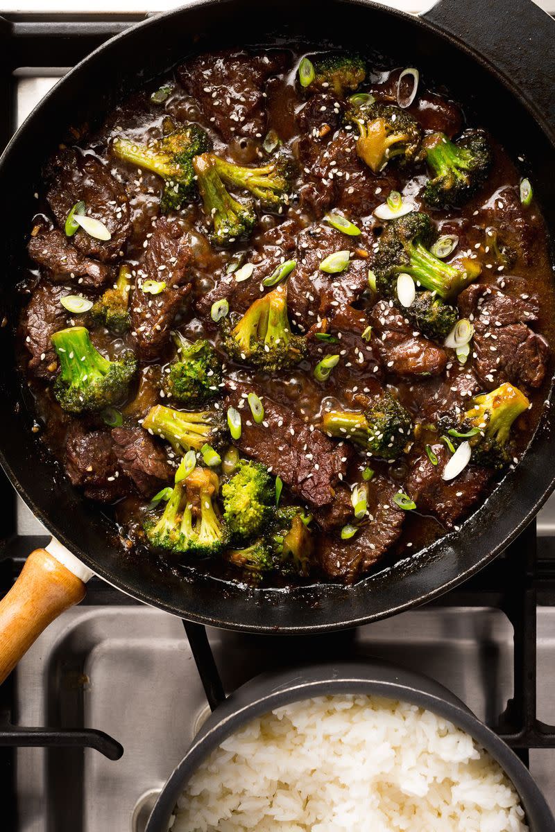<p>The next time you're craving takeaway, make our homemade beef and broccoli instead. You'll feel MUCH better afterwards—more accomplished and less bloated. </p><p>Get the <a href="https://www.delish.com/uk/cooking/recipes/a30376760/beef-and-broccoli-recipe/" rel="nofollow noopener" target="_blank" data-ylk="slk:Beef and Broccoli" class="link ">Beef and Broccoli</a> recipe.</p>