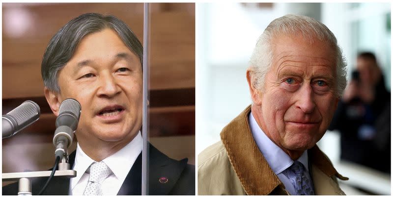 Imágenes del emperador Naruhito de Japón y el rey Carlos de Inglaterra