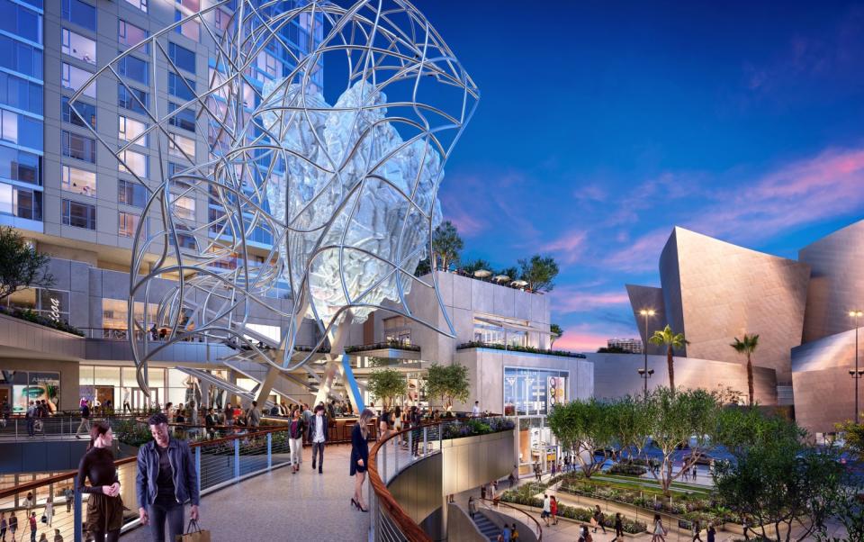 An artist rendering of Frank Gehry's project the Grand, across the street from Walt Disney Concert Hall.