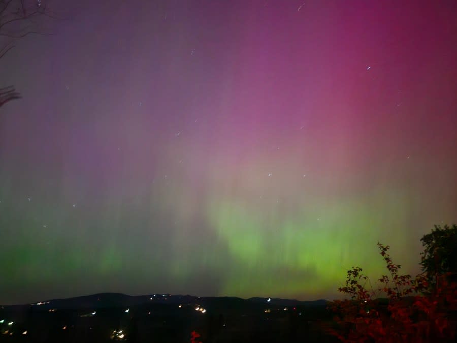 The Northern Lights seen in Camas, Washington on May 11, 2024. (Courtesy: Allen Nicol)