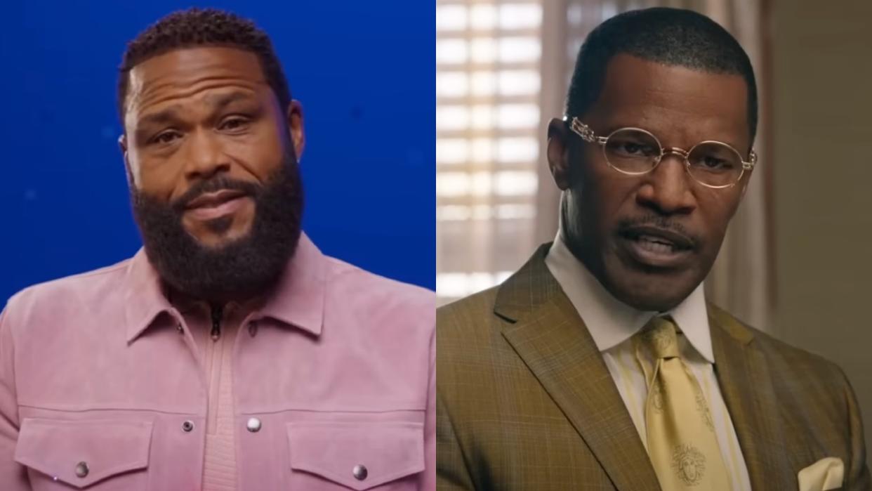 L to R: Anthony Anderson in a first look for Fox's We Are Family/Jamie Foxx in the trailer for Prime Video's The Burial. 