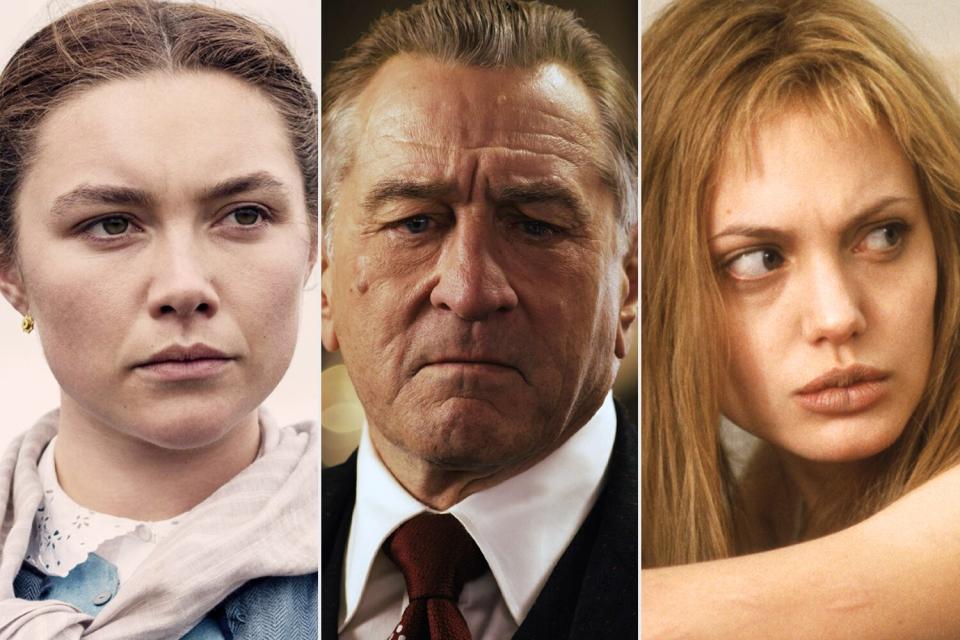 Florence Pugh in 'The Wonder'; Robert De Niro in 'The Irishman'; Angelina Jolie in 'Girl, Interrupted'