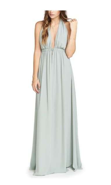 Buy the <a href="http://shop.nordstrom.com/s/show-me-your-mumu-luna-halter-gown/4471263?origin=keywordsearch-personalizedsort&amp;fashioncolor=WEDDING%20CAKE" target="_blank">Show Me Your Mumu Luna Halter Gown</a>&nbsp;for $198