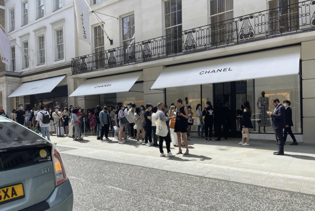 Chanel logo is seen at one of their stores on New Bond Street in