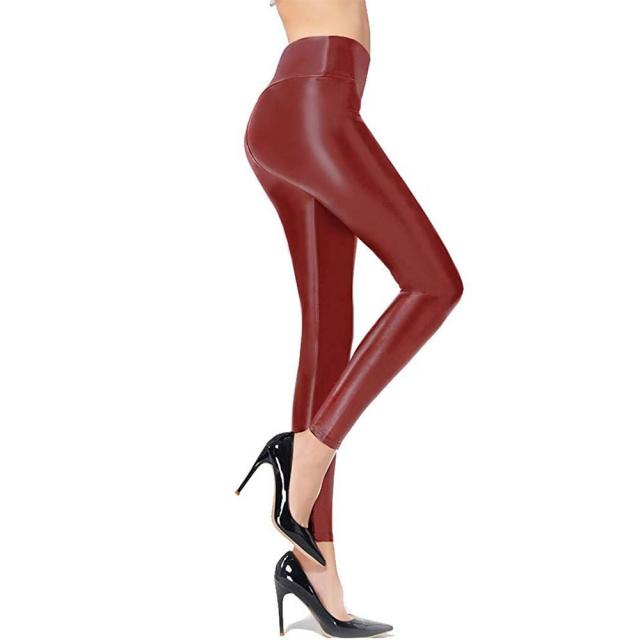 Ginasy Faux Leather Leggings Pants Stretchy High Waisted T…