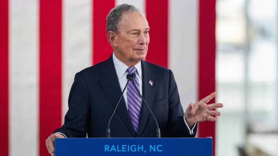 Former New York City mayor Mike Bloomberg hosts a campaign rally at Union Station in Raleigh this month.