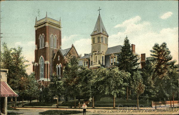 The complex around St. Patrick Roman Catholic Church, about 1910.