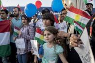 <p>The Nishtiman Youth Network write thousands of peaceful messages on balloons and release them into the sky to peacefully protest the flight ban by the Iraqi federal government at Erbil International Airport in September 2017. </p>