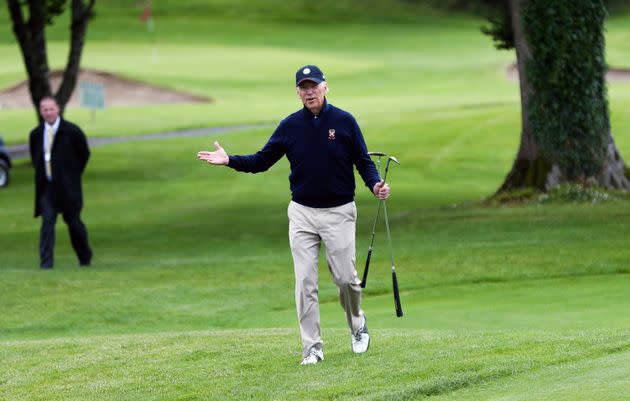 Then-Vice President Joe Biden playing golf in 2016. (Photo: via Associated Press)