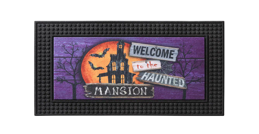 Home Accents Holiday LED Halloween Moonlit Mansion Rubber Light and Sound Door Mat Halloween Decoration