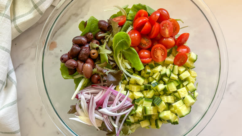 salad in glass bowl