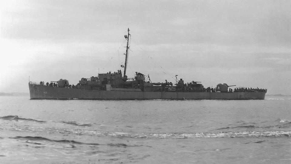 USS Destroyer Escort Samuel B. Roberts after launch in 1944. - Credit: Wikicommons