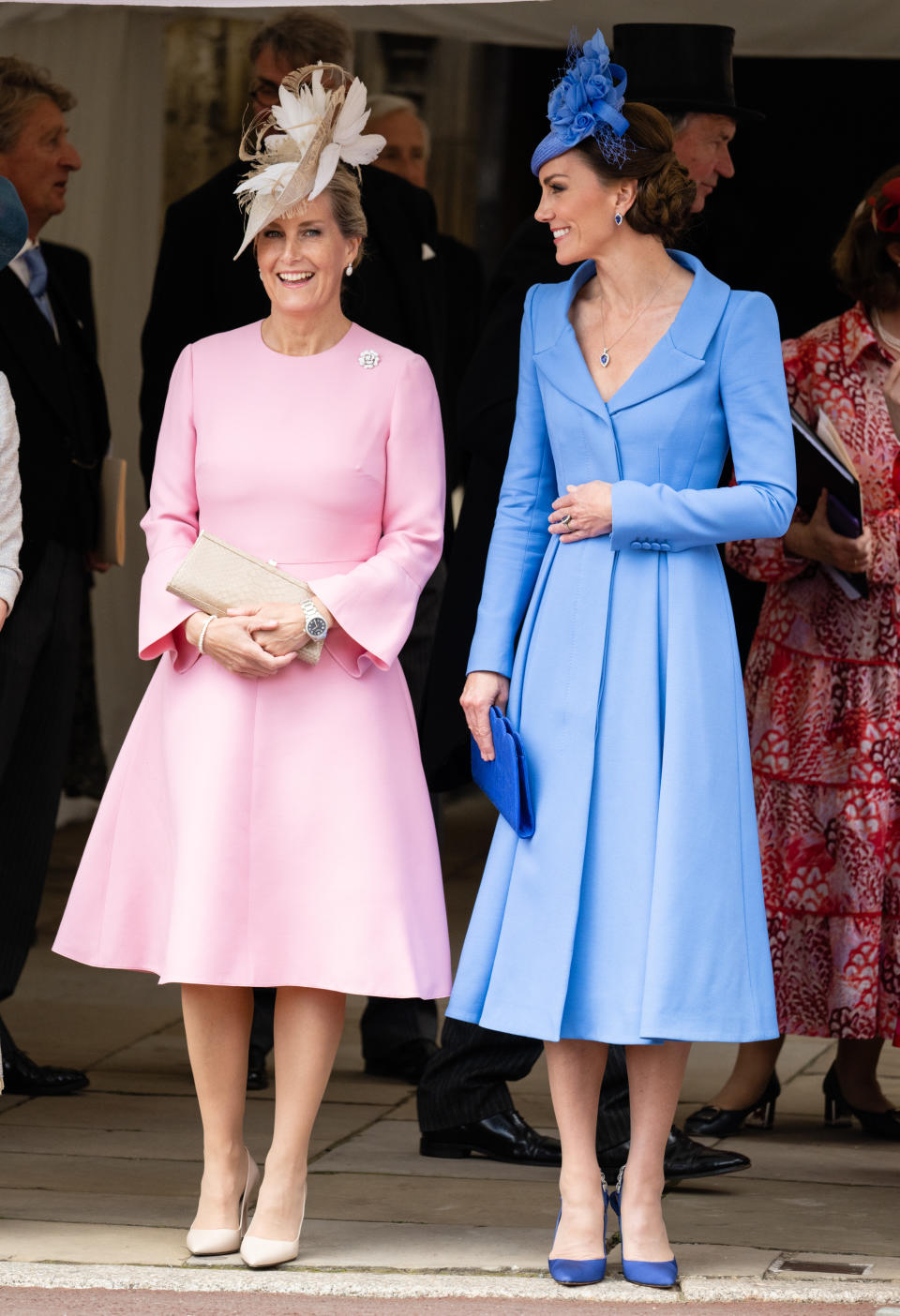 Sophie, Countess of Wessex and Catherine, Duchess of Cambridge clearly bonded at the Order of the Garter Service on Monday. (Getty Images)