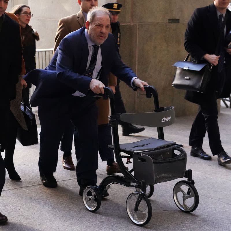 Film producer Harvey Weinstein arrives at New York Criminal Court during his ongoing sexual assault trial in the Manhattan borough of New York City