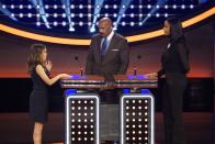 <p>Unlike many other game shows, any age is allowed to compete on <em>Family Feud</em>. That being said, producers usually suggest families only bring along kids ages <a href="https://www.familyfeud.com/audition/" rel="nofollow noopener" target="_blank" data-ylk="slk:15 years or older;elm:context_link;itc:0;sec:content-canvas" class="link ">15 years or older</a>, as the nature of some questions can lean more adult.</p>