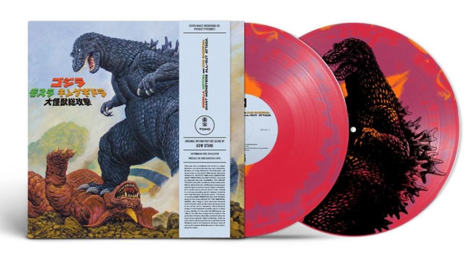 Godzilla Mothra and King Ghidorah Giant Monsters All-Out Attack vinyl cover mondo records