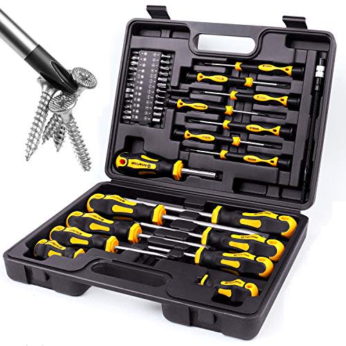 Magnetic Screwdrivers Set with Case, Amartisan 42-piece Includs Slotted, Phillips, Hex, Pozidri…