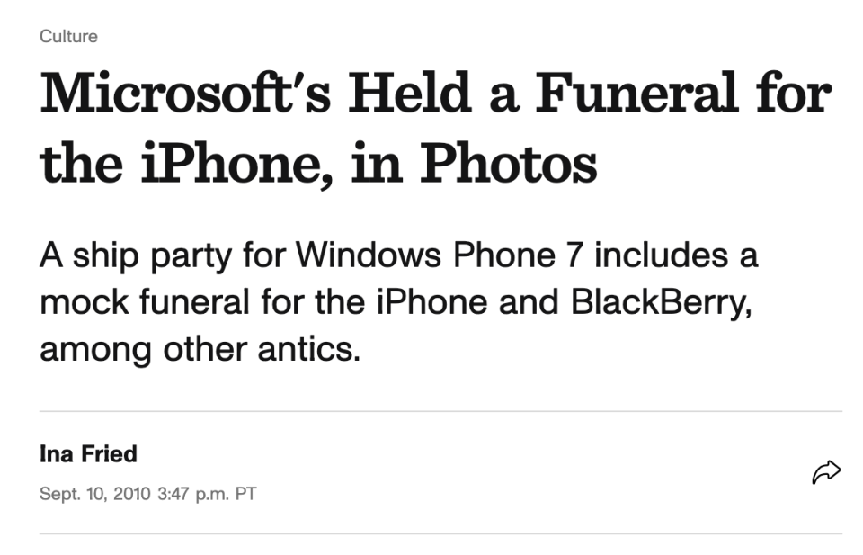 "Microsoft's Held a Funeral for the iPhone, in Photos"