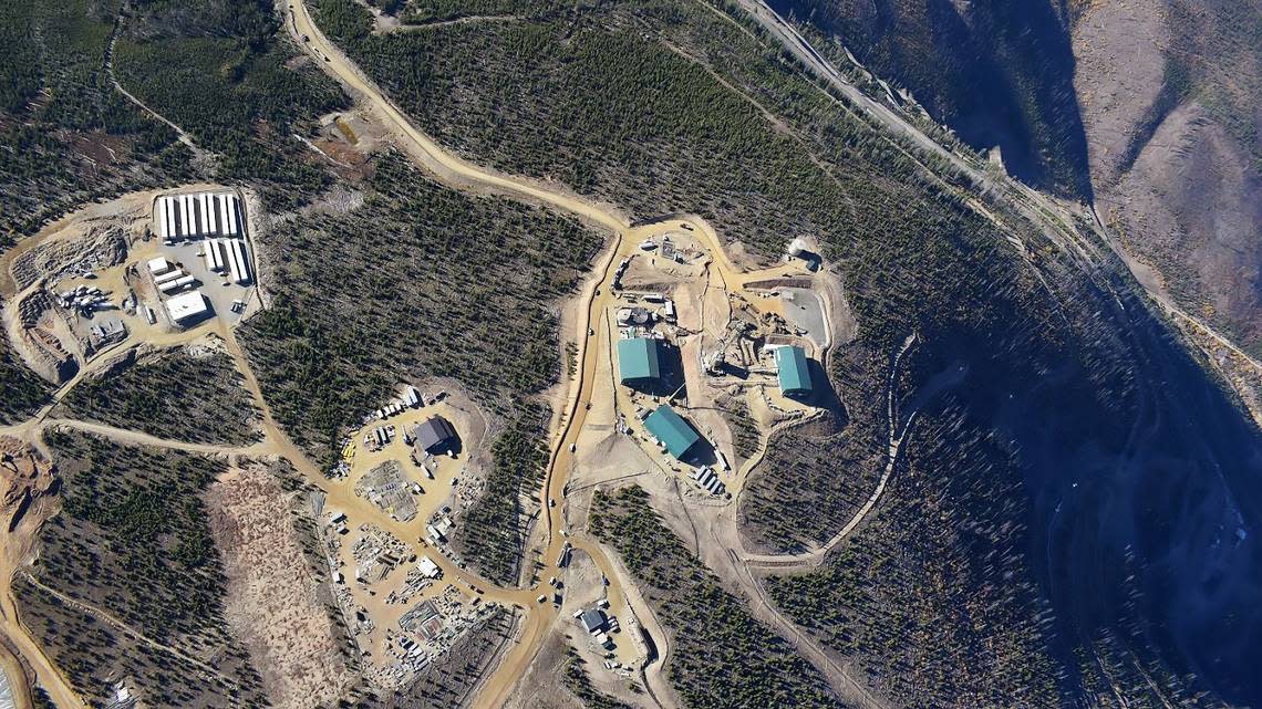 A mine camp, at top left, could house over 100 employees at the mine site, which is a two hour drive from Salmon and is expected to operate year-round.