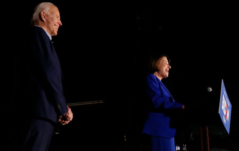 Former Democratic 2020 U.S. presidential candidate Klobuchar endorses former U.S. Vice President Biden's campaign for U.S. president during a campaign event in Dallas,