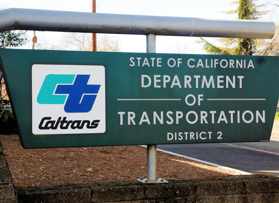 Sign outside the state Department of Transportation's District 2 office off Riverside Drive in Redding.