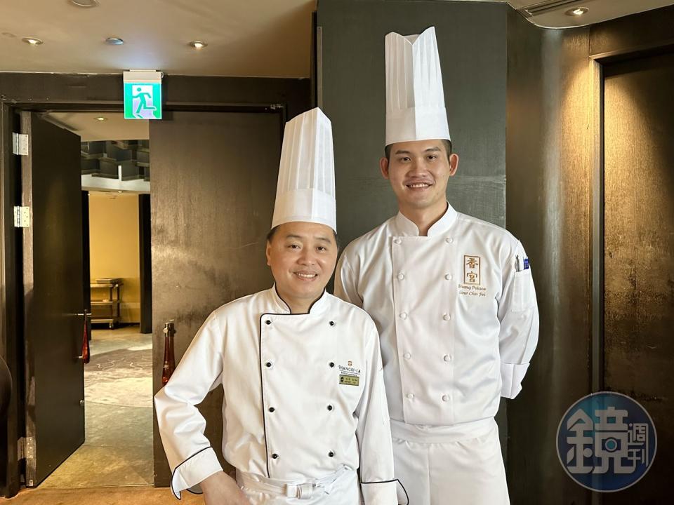 菜色由台南遠東香格里拉「醉月樓」主廚許忠賢（左），與台北遠東香格里拉「香宮」主廚廖晉輝（右）共同演繹。
