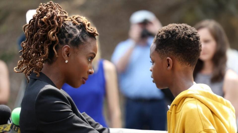 Shanola Hampton as Gabi Mosely, Trayce Malachi as Deron in Found (NBC)