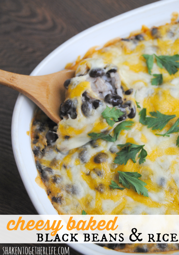 Cheesy Baked Black Beans and Rice
