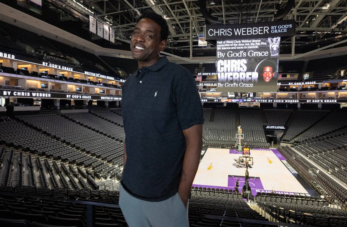 Former Sacramento Kings Chris Webber talks about his memoir titled “By God’s Grace” at Golden 1 Center on Friday. The NBA Hall of Fame player shares memories of the time out, Fab Five and his other life lesson in his new book.