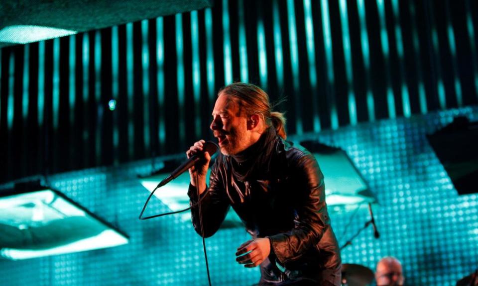 Thom Yorke performing with Radiohead, Coachella, 2012.