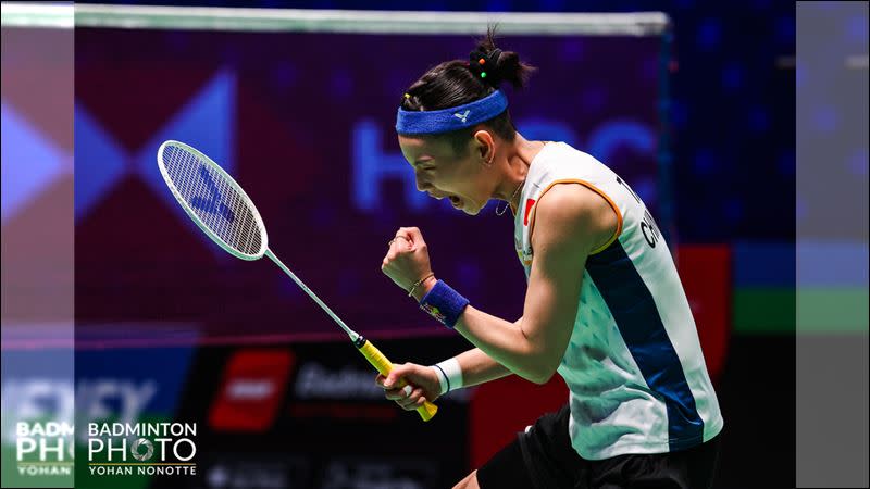 戴資穎數度克服落後，得分激昂吶喊。（圖／Badminton Photo提供）