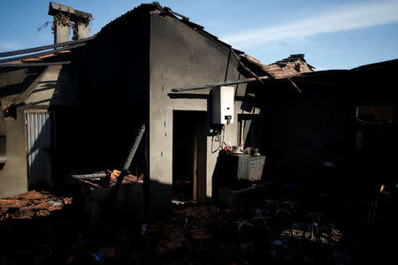 A burnt house is seen after a forest fire in Lagares, near Santa Comba Dao, Portugal October 17, 2017. REUTERS/Pedro Nunes