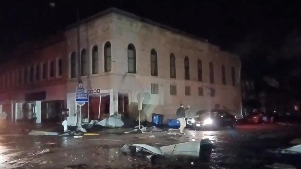 PHOTO: Damage is seen from a tornado in Carthage, Mo., on April 1, 2024. (KODE-TV)