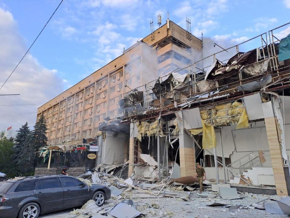 The aftermath of a Russian missile attack in Kramatorsk (via REUTERS)