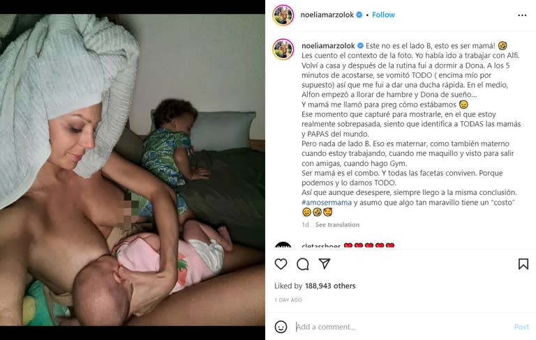 La sentida reflexión de Noelia Marzol sobre la maternidad