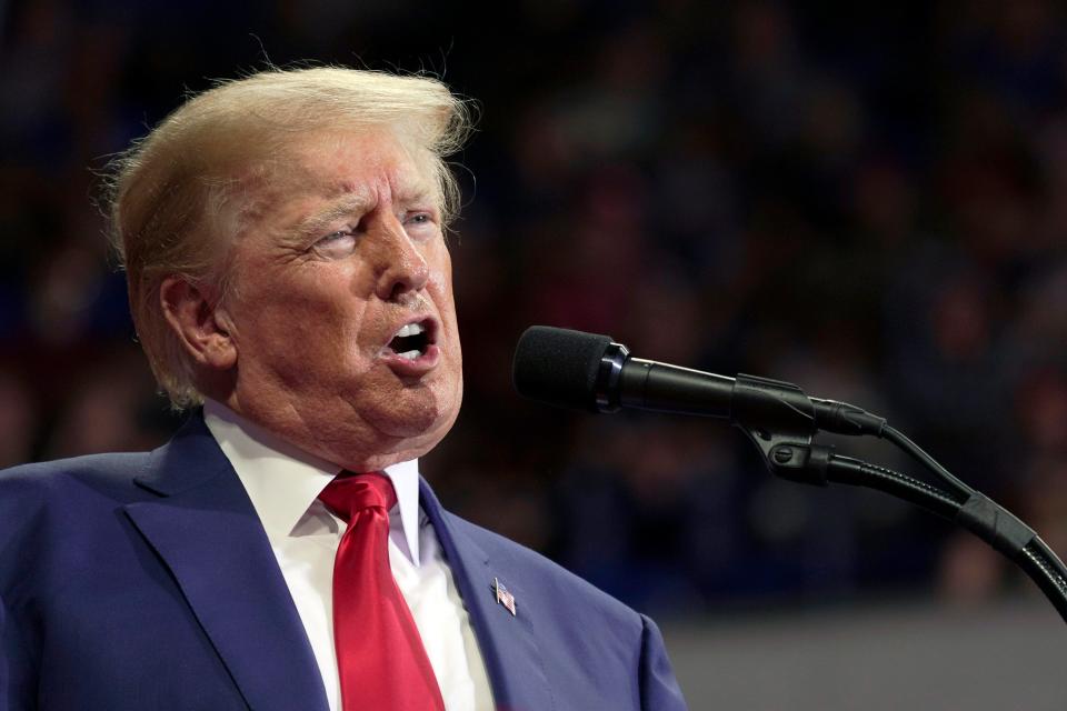 Former President Donald Trump speaks at a rally in Wilkes-Barre, Pennsylvania in September