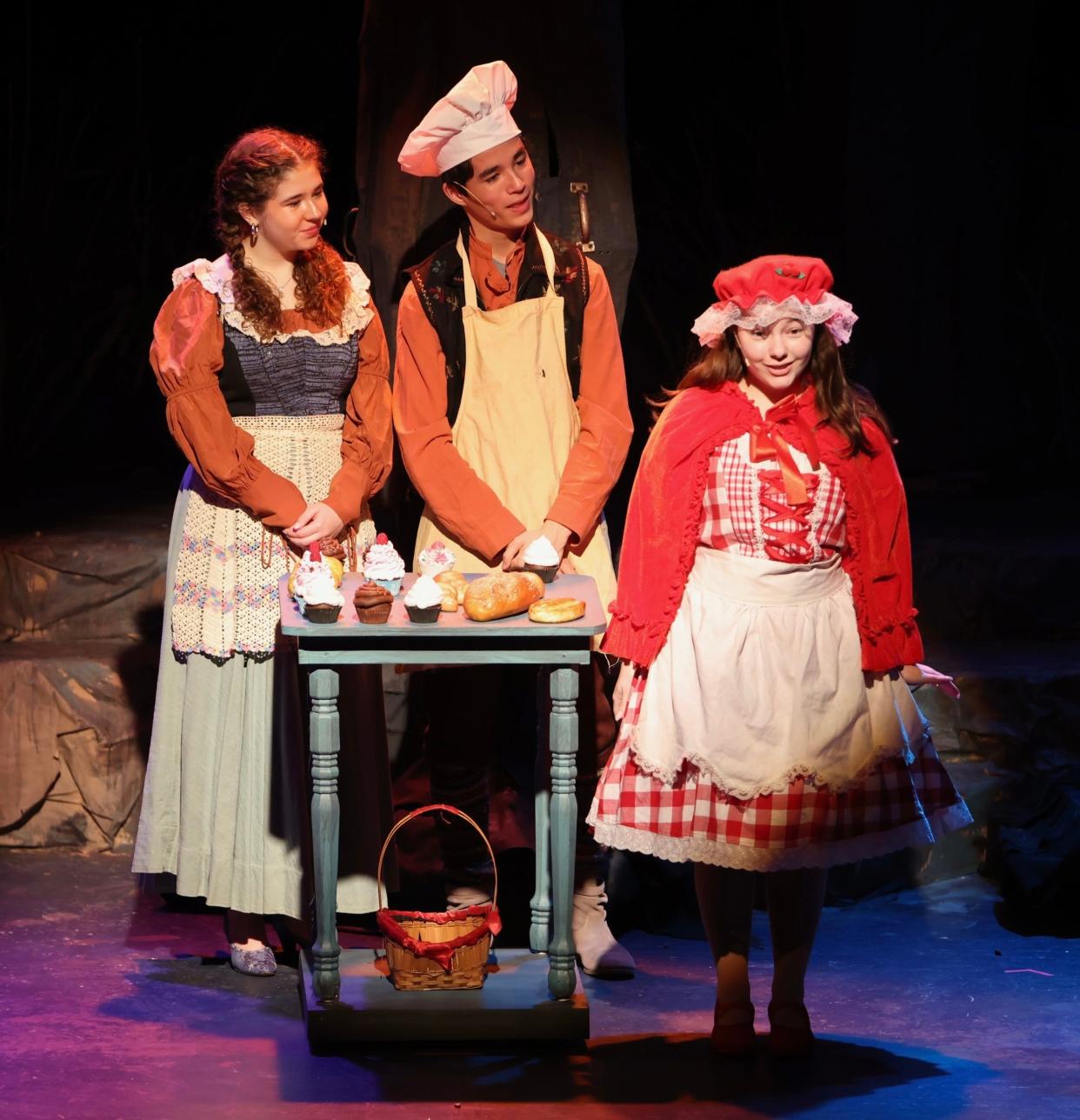 Ava Pursel is The Baker's Wife, Jeremy Tam is The Baker and Kady Finegan is Little Red Ridinghood in Pelham Memorial High School's production of "Into the Woods." Performances at 7:30 p.m., April 12, 13; 2 p.m., April 14.