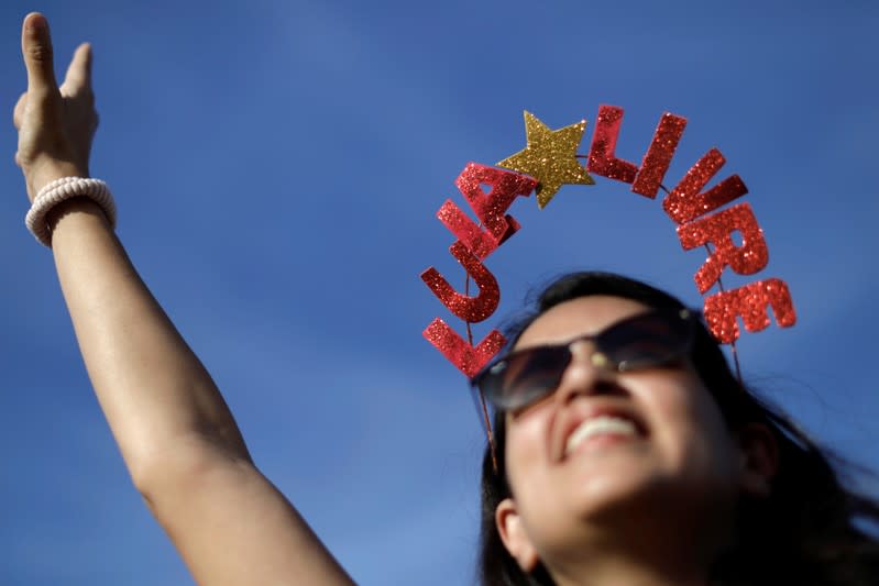 Supporters of Brazil's former president Luiz Inacio Lula da Silva protest outside the Supreme Federal Court in Brasilia