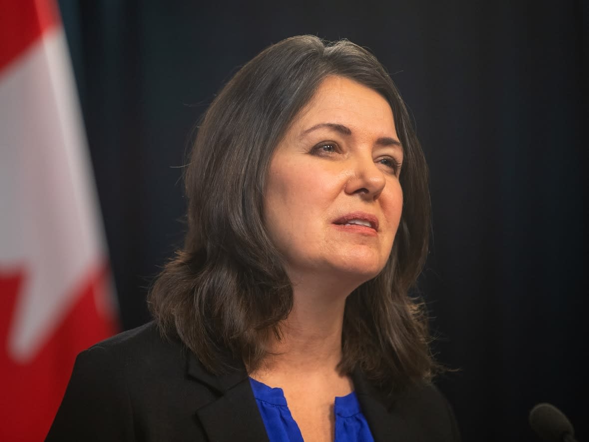 Alberta Premier Danielle Smith speaks at a press conference in Edmonton in November. (Jason Franson/The Canadian Press - image credit)