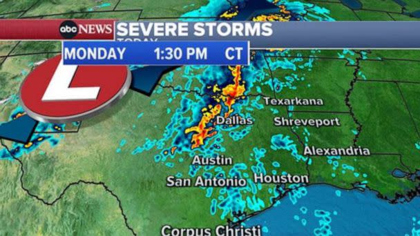 PHOTO: ABC News weather graphic severe storms in Texas. (ABC News)