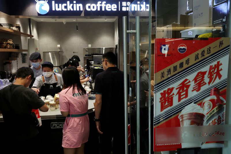 FILE PHOTO: Kweichow Moutai liquor latte at Luckin Coffee in Beijing