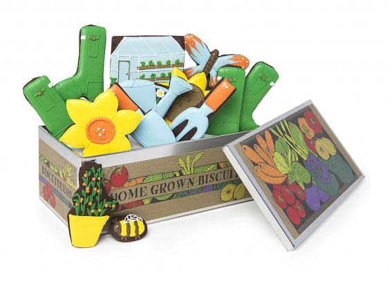 Gardening – and biscuit – fans will love this flower-themed box of biscuits (Biscuiteers)