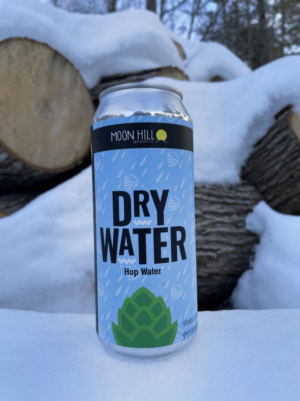 Moon Hill Brewery's new serious seltzer, Dry Water, costs $8 for a four-pack of 16-ounce cans.